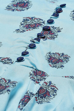 Sky Blue Kalidar Printed Suit Set image number 1